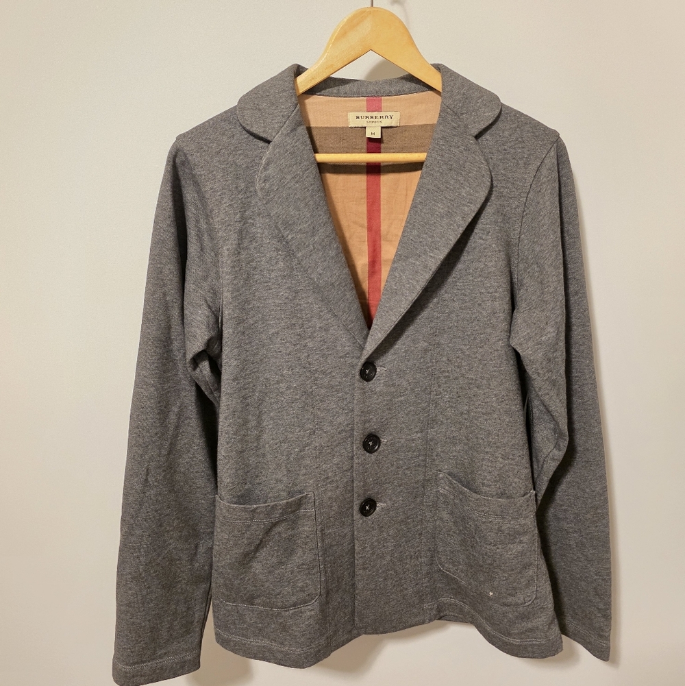 Burberry Grey 100% Cotton Women's Blazer Jacket Size Medium